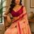 Women pastel orange chanderi cotton floral butti motifs ready to wear saree