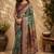 Women peacock green chanderi cotton floral jaal ready to wear saree
