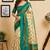 Women cream & rama green chanderi cotton chevron/zig-zag ready to wear saree