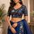 Women navy blue chanderi cotton kalamkari ready to wear saree