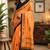 Women orange chanderi cotton geomatric & floral ready to wear saree