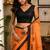 Women orange chanderi cotton geomatric & floral ready to wear saree