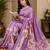 Women lavender chanderi cotton floral ready to wear saree