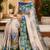 Women cream chanderi cotton peacock feather pattern ready to wear saree