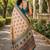 Women beige chanderi cotton geomatric & block print style ready to wear saree