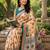 Women beige chanderi cotton geomatric & block print style ready to wear saree