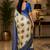 Women cream chanderi cotton peacock motifs ready to wear saree
