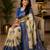 Women cream chanderi cotton peacock motifs ready to wear saree