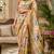 Women beige chanderi cotton kalamkari ready to wear saree