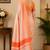 Women beige & orange chanderi cotton striped ready to wear saree