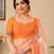 Women beige & orange chanderi cotton striped ready to wear saree