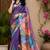 Women purple chanderi cotton multicolor leaf ready to wear saree