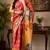 Women red & orange chanderi cotton floral motifs ready to wear saree