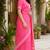 Women baby pink chanderi cotton bandhani ready to wear saree