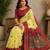 Women yellow & maroon chanderi cotton bomkei ready to wear saree