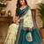 Women cream chanderi cotton ajrakh print ready to wear saree