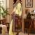 Women cream chanderi cotton black floral vine prints ready to wear saree