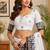 Women white chanderi cotton contemporary digital print ready to wear saree