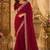maroon embroidered party wear shimmer chiffon saree with silver scalloped border for women