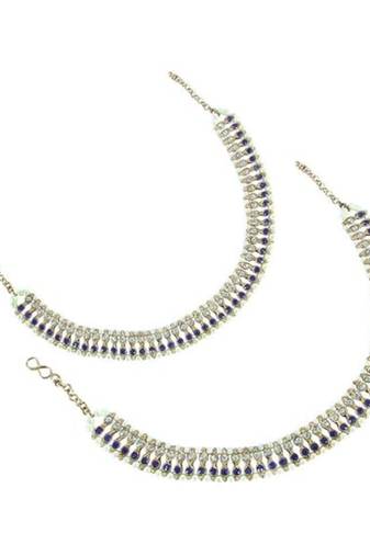 Traditional Blue & Gold Anklets