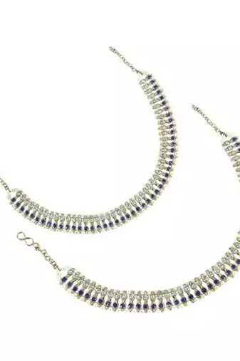 Traditional Blue & Gold Anklets