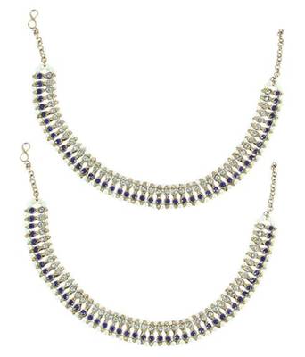 Traditional Blue & Gold Anklets 3
