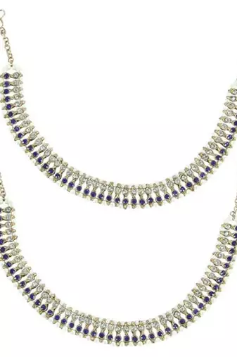 Traditional Blue & Gold Anklets
