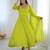 Women's lime parrot green solid flared anarkali kurta with dupatta set