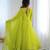 Women's lime parrot green solid flared anarkali kurta with dupatta set