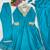 New womens trendy stylish teal blue embroidered silk blend anarkali kurta with pants & dupatta set