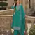 Turquoise heavy silk blend reaymade suit with embroidery & sequin work