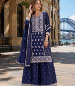 Black faux georgette suit with embroidery sequin work