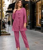 Pink faux georgette readymade 2 piece set with embroidery work