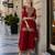 Red georgette suit with embroidery & sequin work