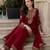 Red georgette suit with embroidery & sequin work