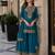 Teal blue georgette suit with embroidery & sequin work