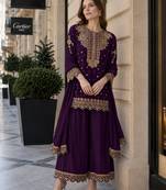 Purple georgette suit with embroidery & sequin work