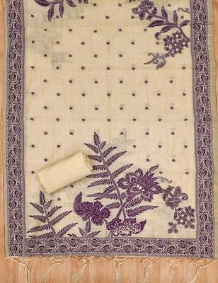 Cream jamdani banarasi dress material 4