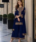 Black georgette suit with embroidery & sequin work