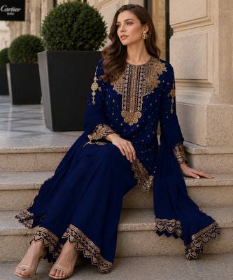 Black georgette suit with embroidery & sequin work 2