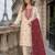 White maroon khadi cotton suit with embroidery & patch work