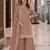 Peach vichitra silk blend suit with embroidery & sequin work
