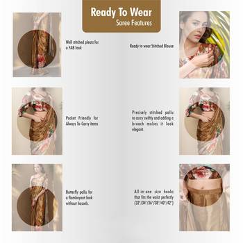 Brown color one minute saree with pocket and ready to wear blouse 3
