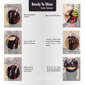 Black color one minute saree with pocket and ready to wear blouse 3