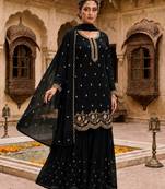 Black georgette suit with embroidery & sequin work