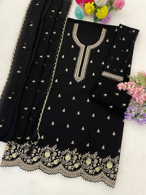 Black georgette suit with embroidery & sequin work 2