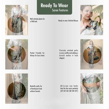Light green color one minute saree with pocket and ready to wear blouse 3