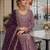 Purple silk blend suit with embroidery & sequin work