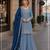 Blue silk blend suit with embroidery & sequin work