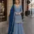 Blue silk blend suit with embroidery & sequin work